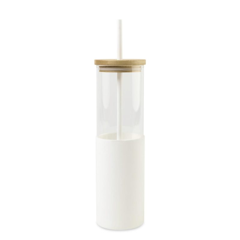 Aviana™ Journey Glass Tumbler with Straw - 20 Oz - White - 1