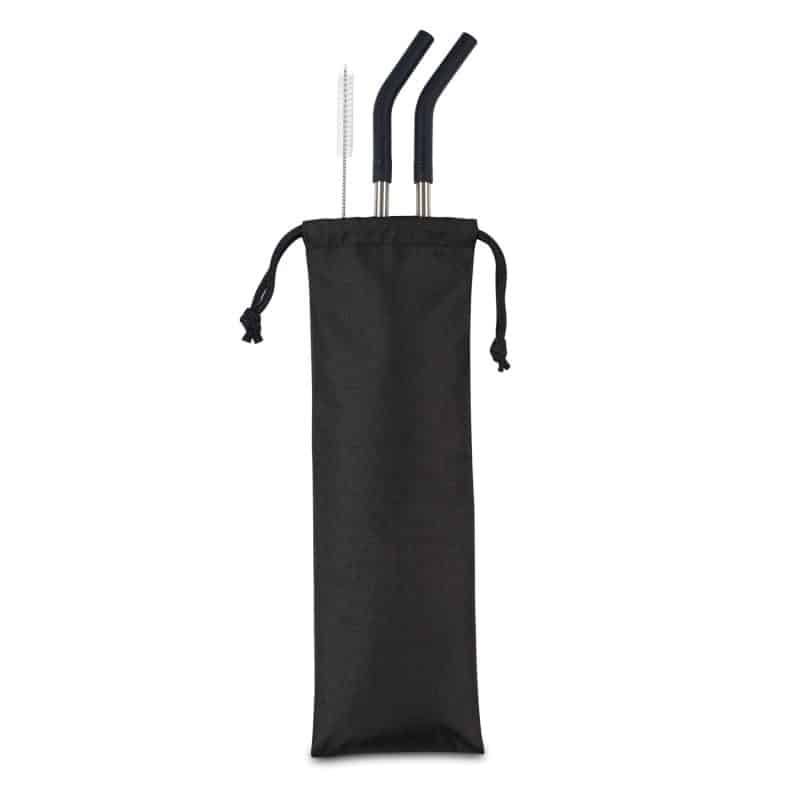 Aviana™ Poppy 2-Pack Stainless Straw Set - Black - 1