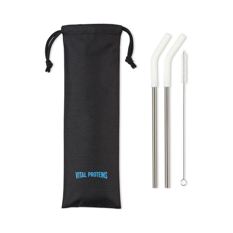 Aviana™ Poppy 2-Pack Stainless Straw Set - White - 2