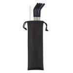 Aviana™ Poppy 4-Pack Stainless Straw Set - Black - 1