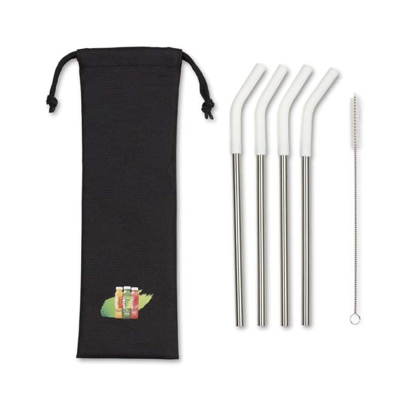 Aviana™ Poppy 4-Pack Stainless Straw Set - White - 2