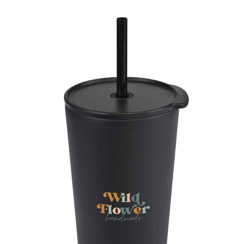 Aviana™ Rowan Recycled Straw Tumbler - 17 Oz. - Black - 2