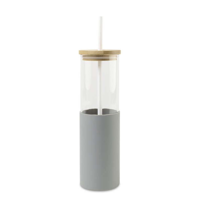 Aviana Journey Glass Tumbler with Straw - 20 Oz - Dove Grey - 1