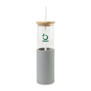 Aviana Journey Glass Tumbler with Straw - 20 Oz - Dove Grey