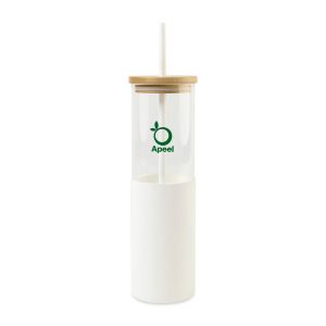 Aviana Journey Glass Tumbler with Straw - 20 Oz - White