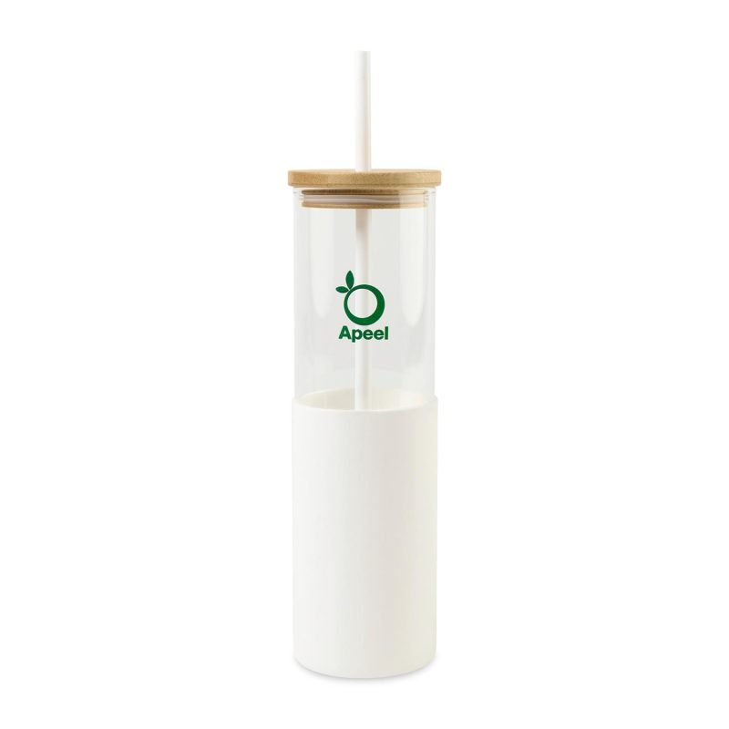 Aviana Journey Glass Tumbler with Straw - 20 Oz - White